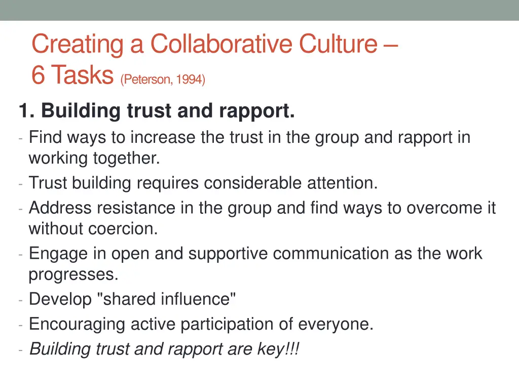 creating a collaborative culture 6 tasks peterson