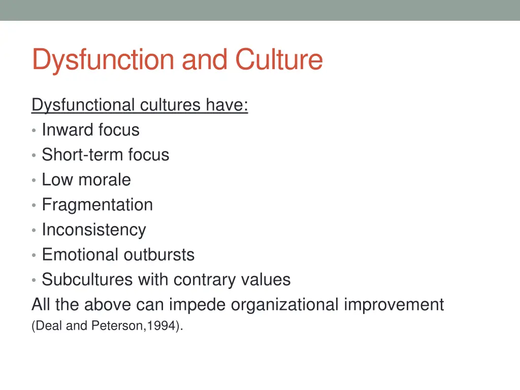 dysfunction and culture