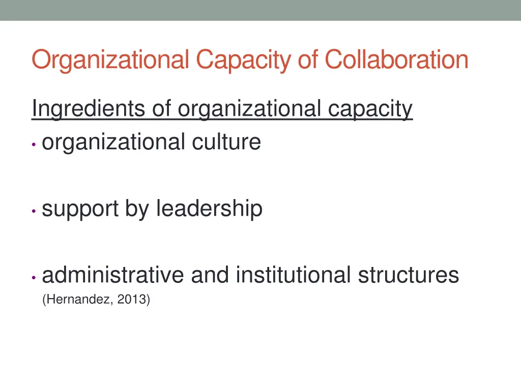 organizational capacity of collaboration