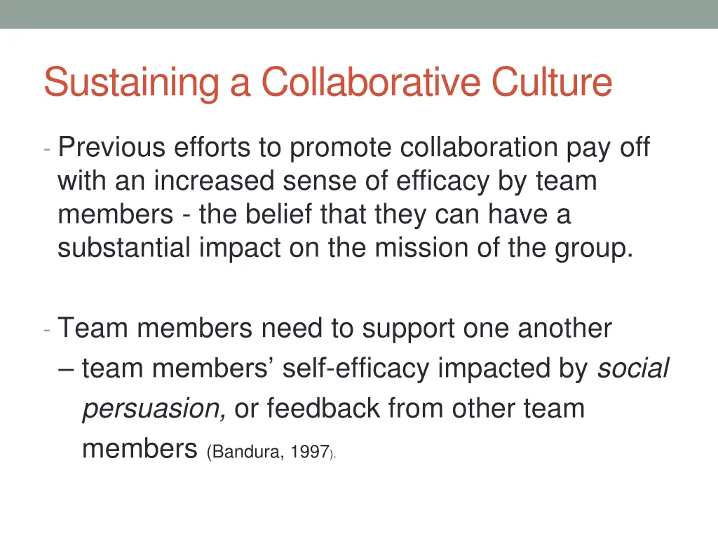 sustaining a collaborative culture