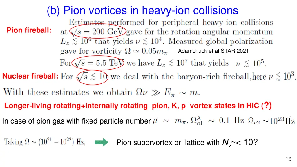 b pion vortices in heavy ion collisions