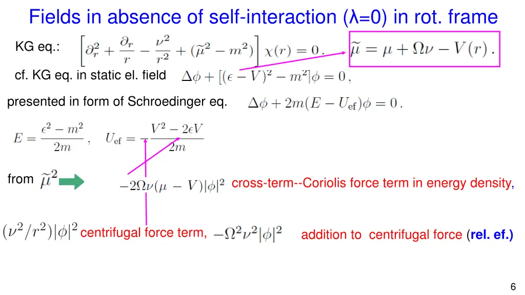 fields in absence of self interaction