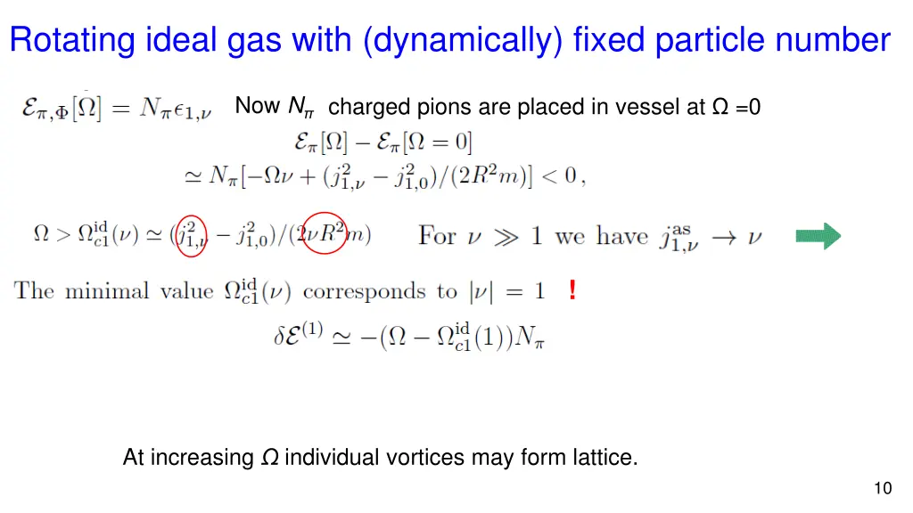 rotating ideal gas with dynamically fixed