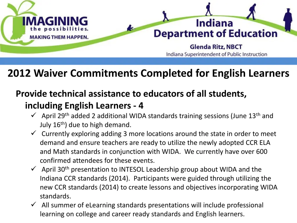 2012 waiver commitments completed for english 5