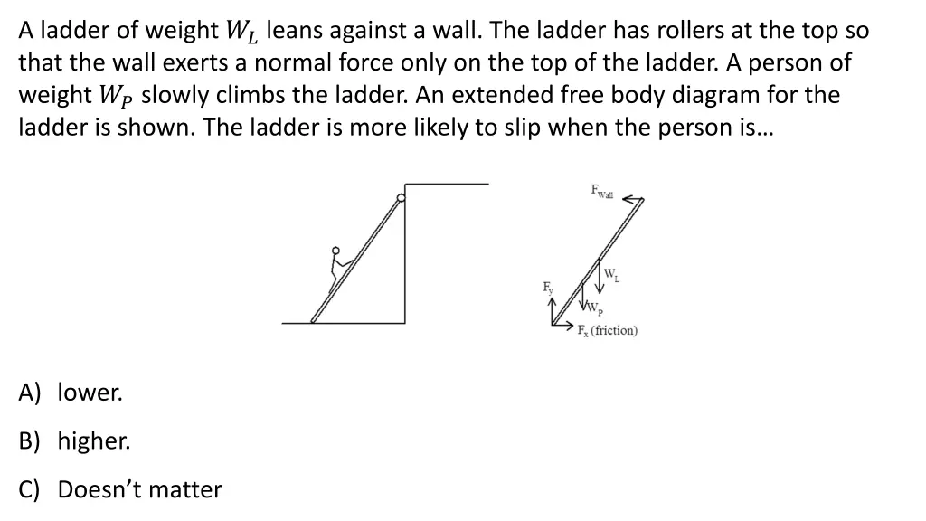 a ladder of weight leans against a wall 2