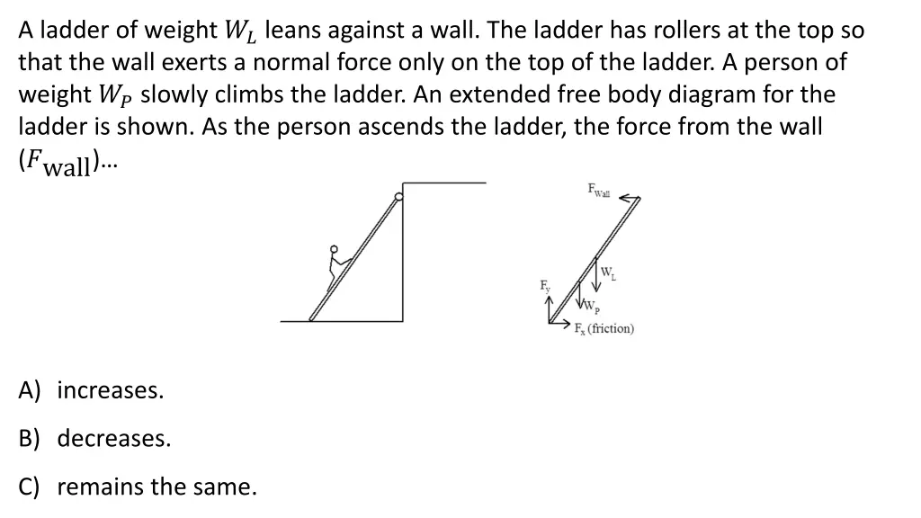 a ladder of weight leans against a wall