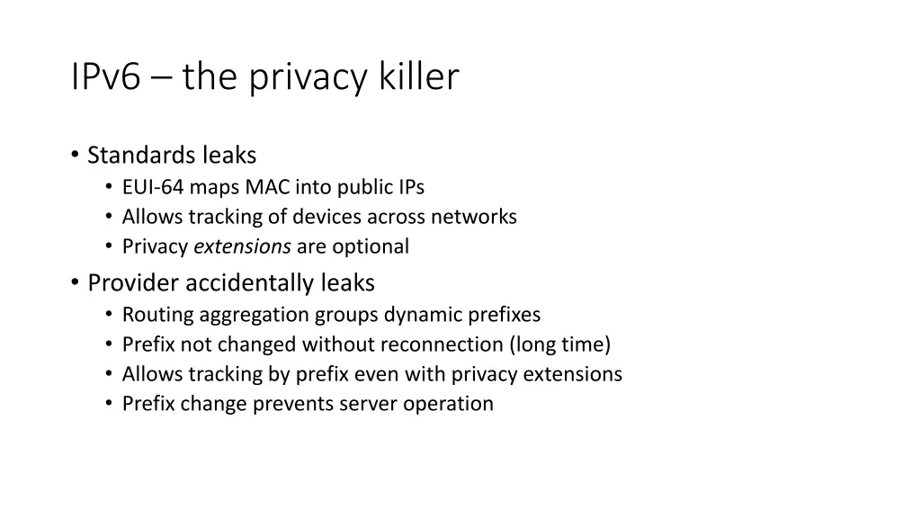 ipv6 the privacy killer