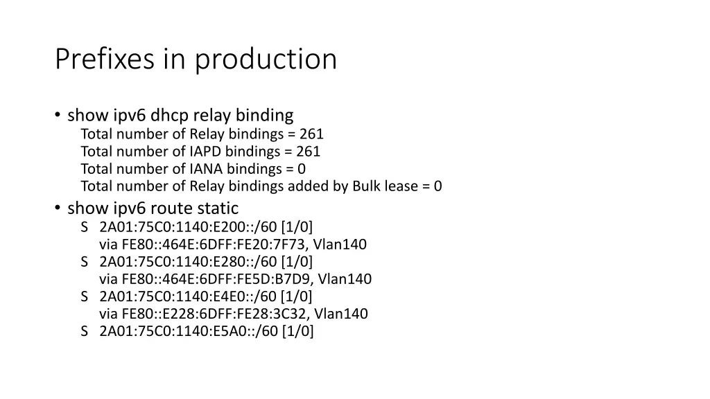 prefixes in production