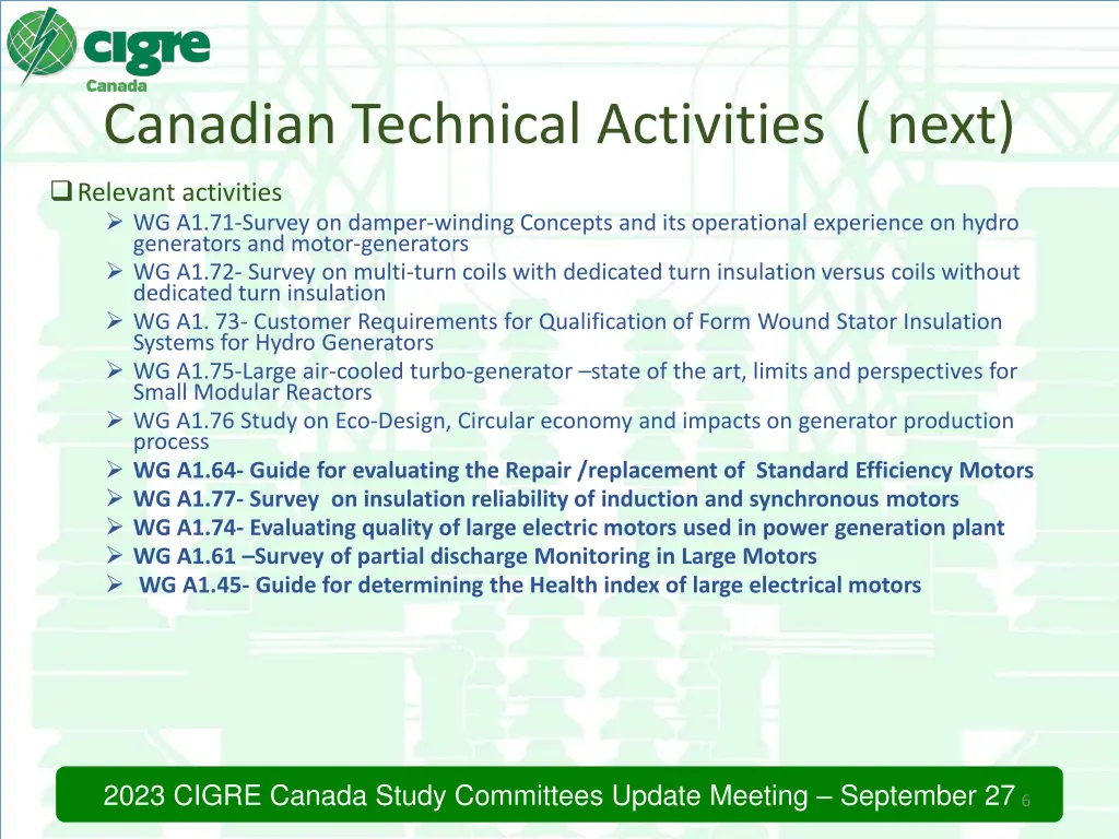 canadian technical activities next