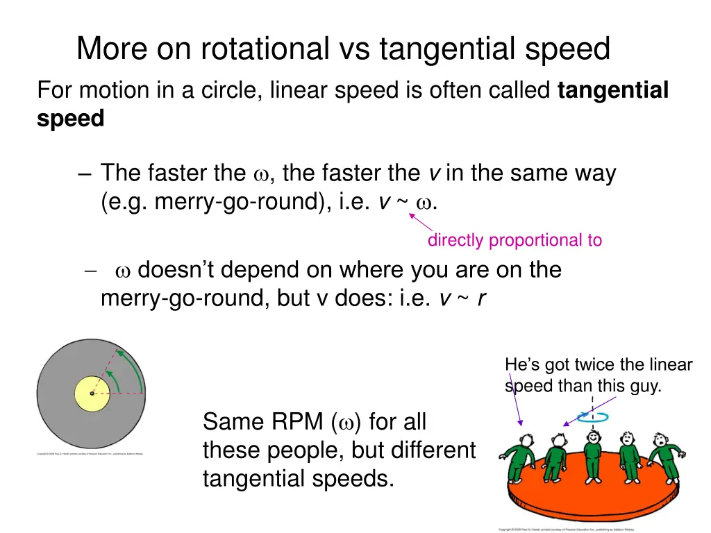 more on rotational vs tangential speed for motion