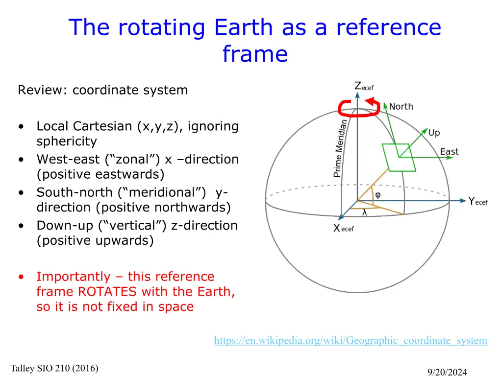 the rotating earth as a reference frame