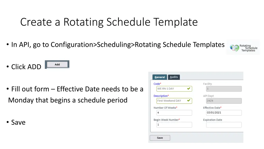 create a rotating schedule template