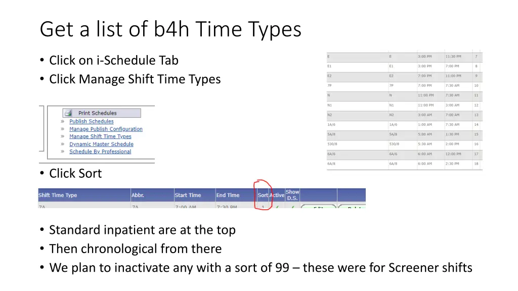 get a list of b4h time types