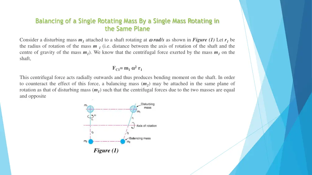 balancing of a single rotating mass by a single