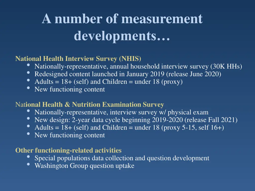 a number of measurement developments