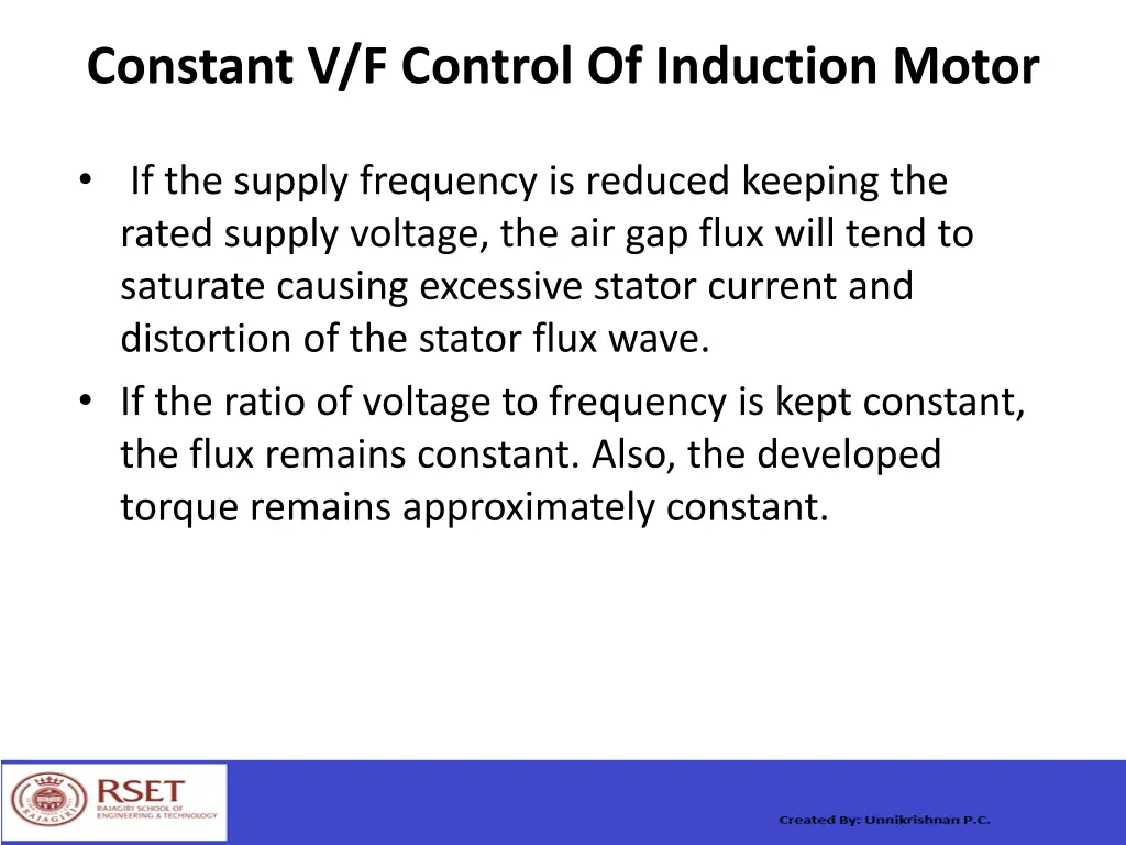 constant v f control of induction motor