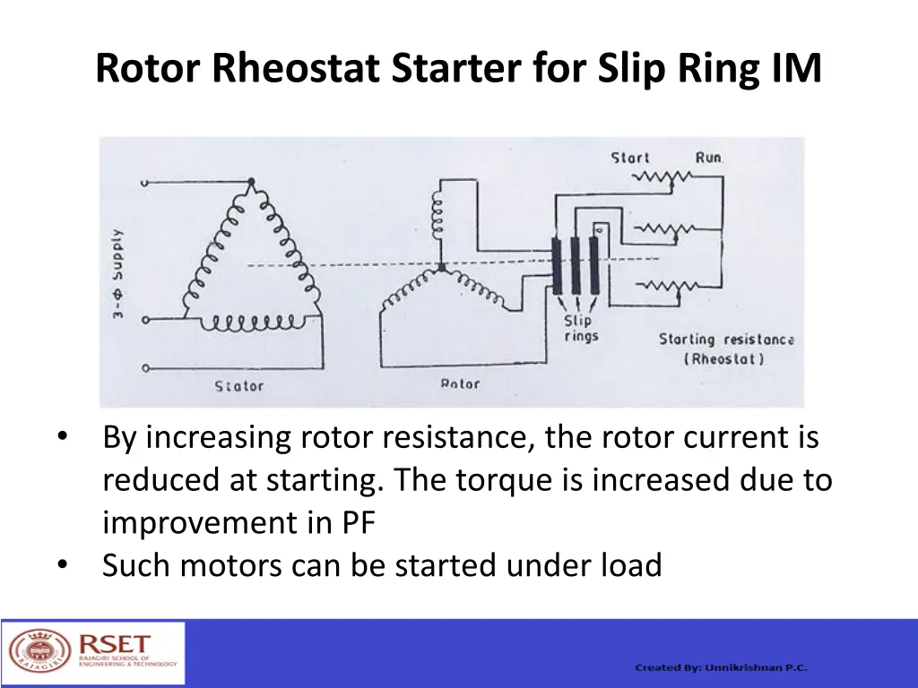 rotor rheostat starter for slip ring im