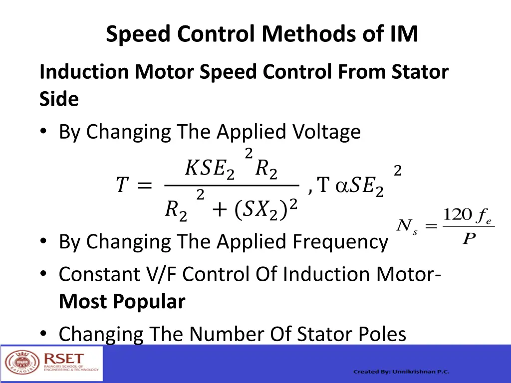 speed control methods of im