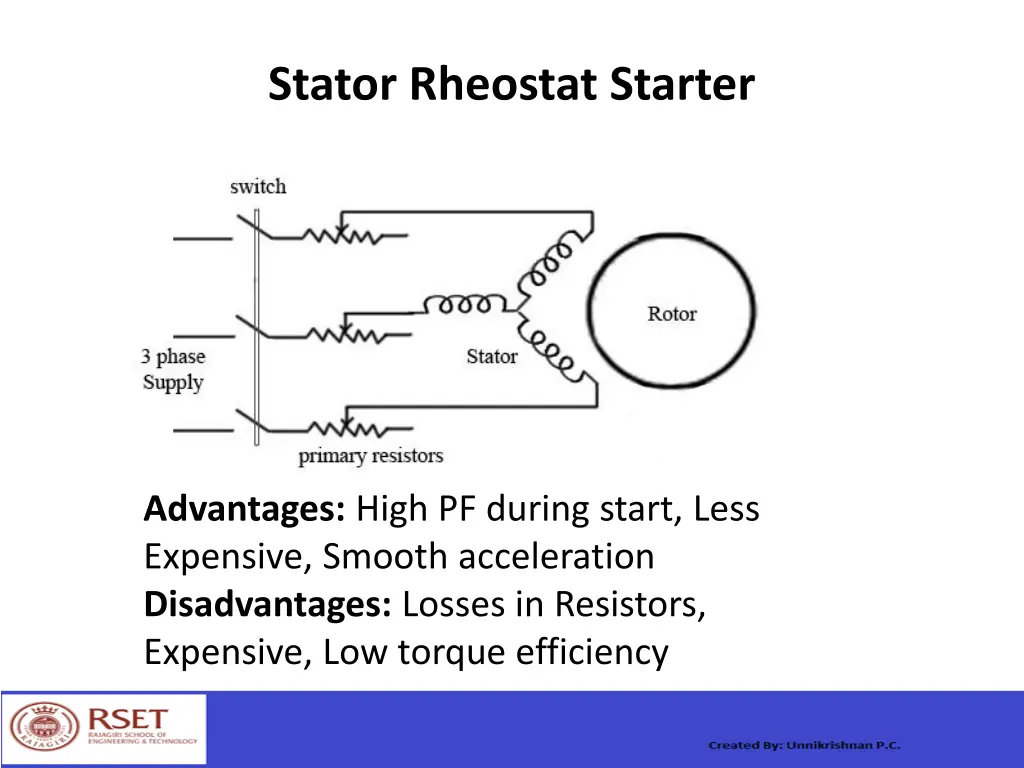 stator rheostat starter