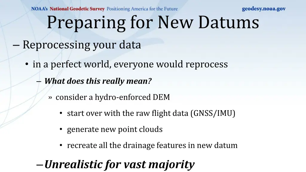 preparing for new datums reprocessing your data