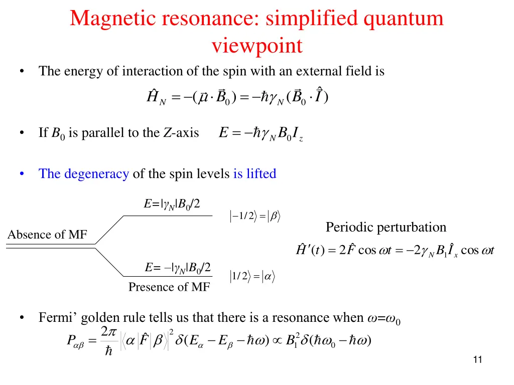 magnetic resonance simplified quantum viewpoint