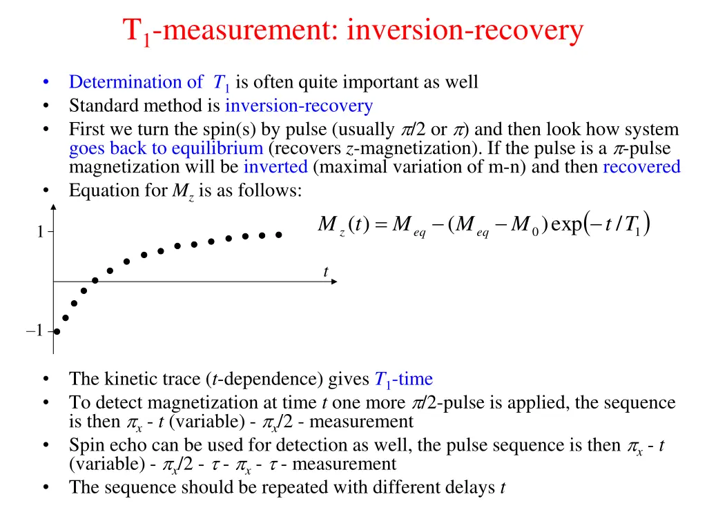 t 1 measurement inversion recovery