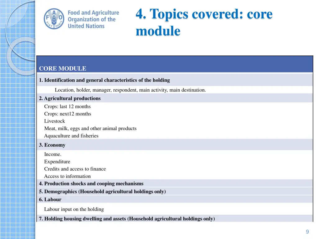 4 topics covered core module