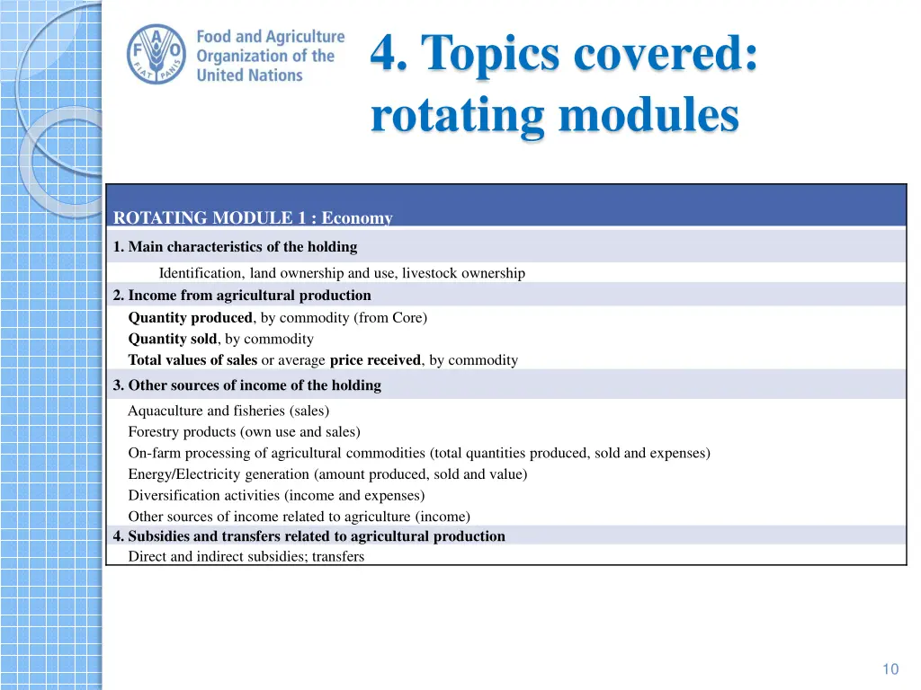 4 topics covered rotating modules