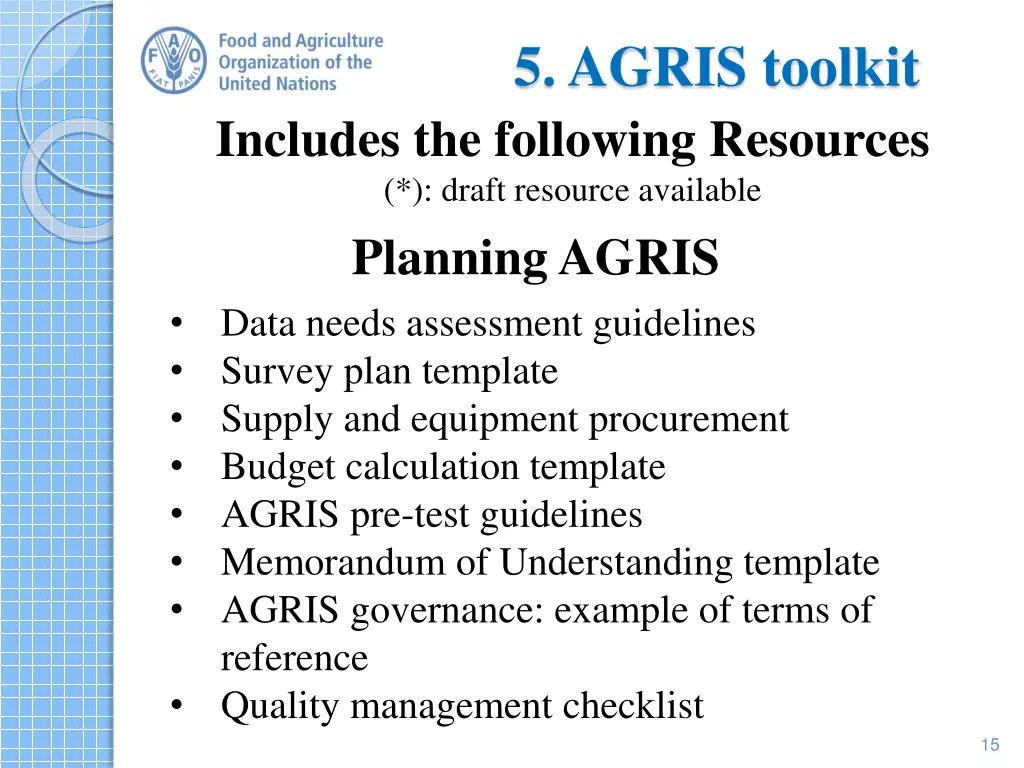 5 agris toolkit