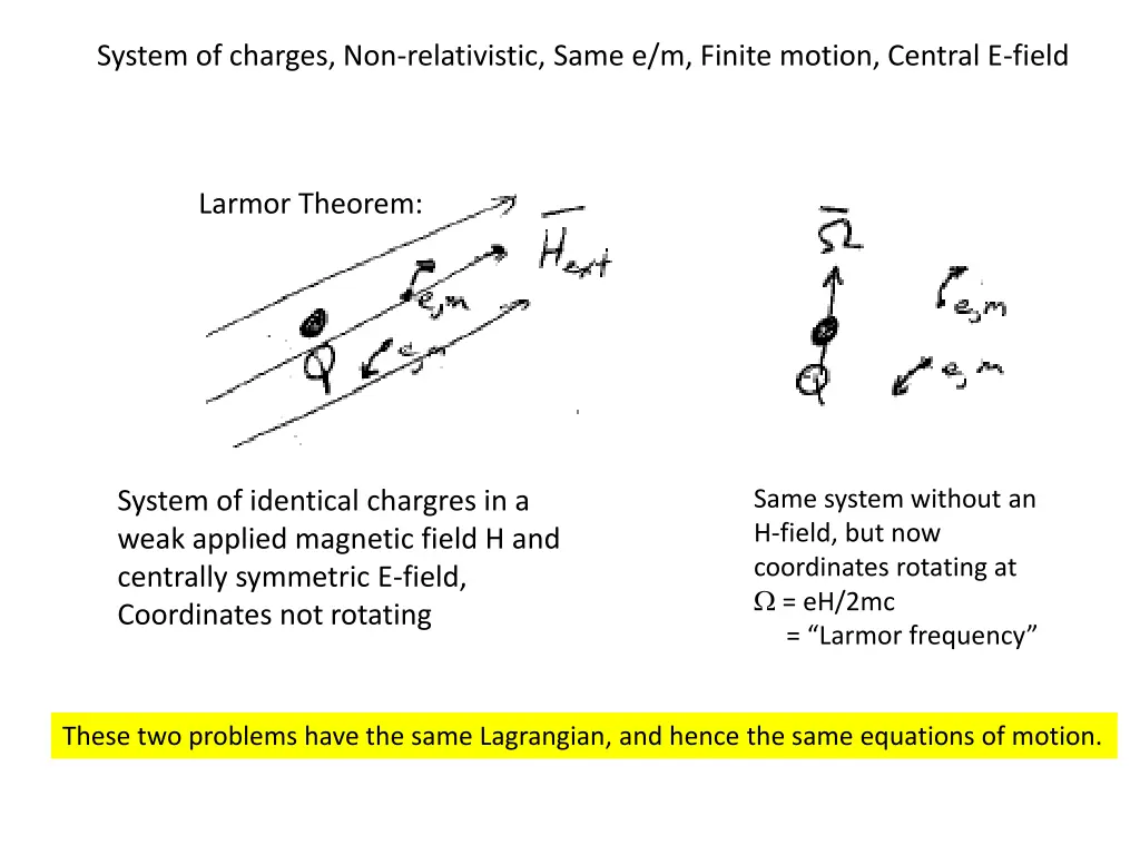 system of charges non relativistic same