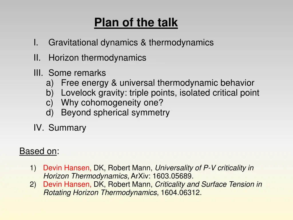 plan of the talk