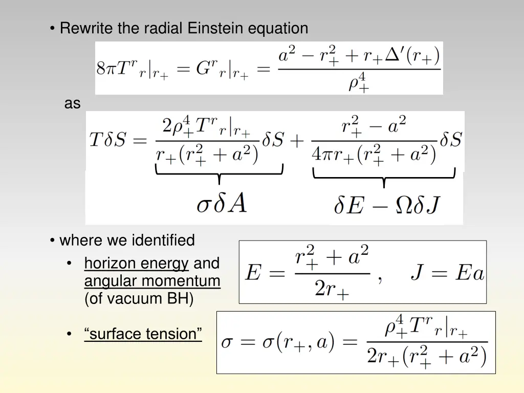 rewrite the radial einstein equation