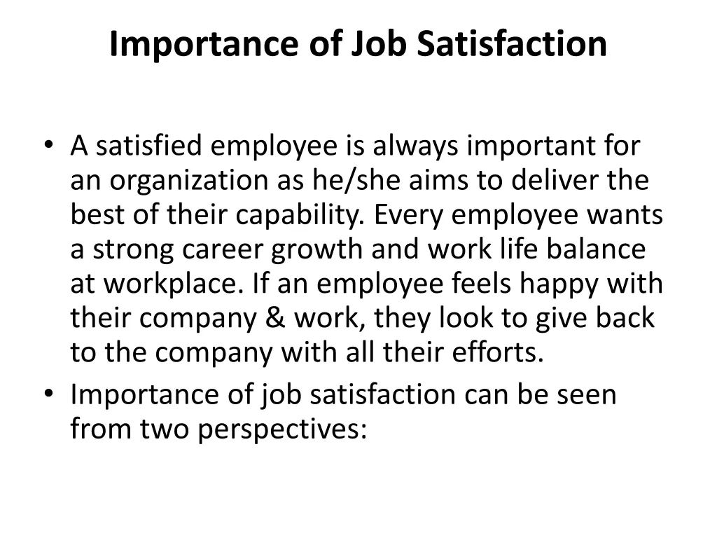 importance of job satisfaction