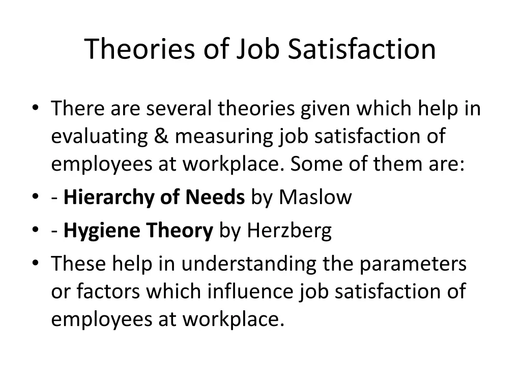 theories of job satisfaction