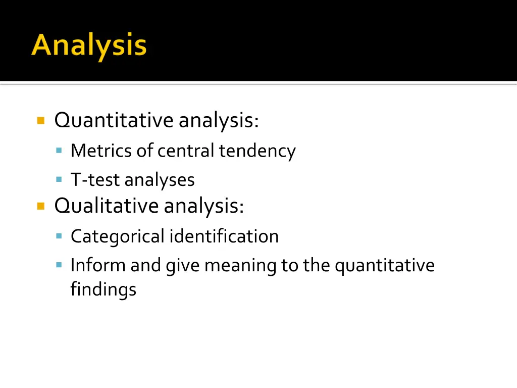 quantitative analysis metrics of central tendency