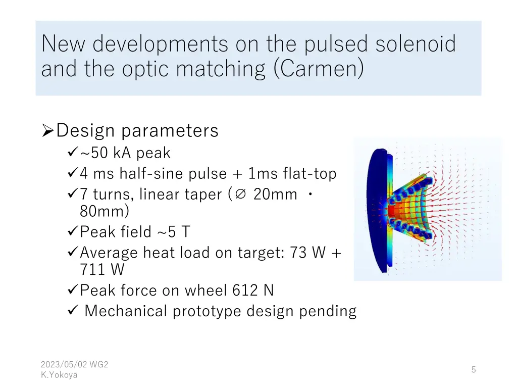 new developments on the pulsed solenoid