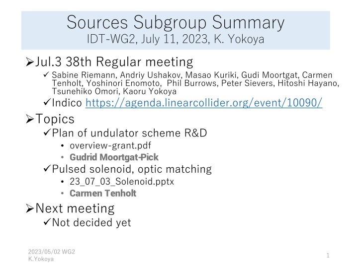 sources subgroup summary idt wg2 july 11 2023