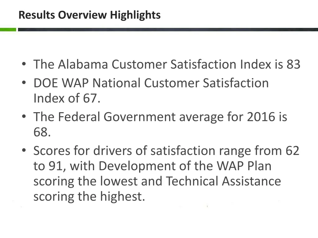 results overview highlights