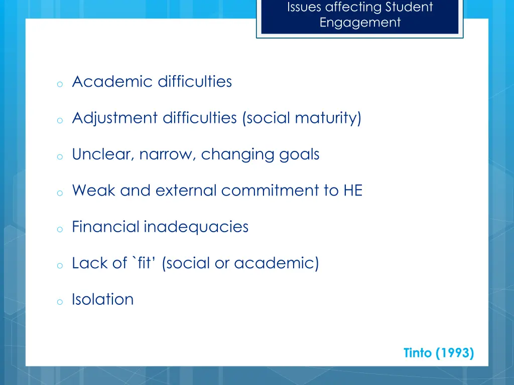 issues affecting student engagement