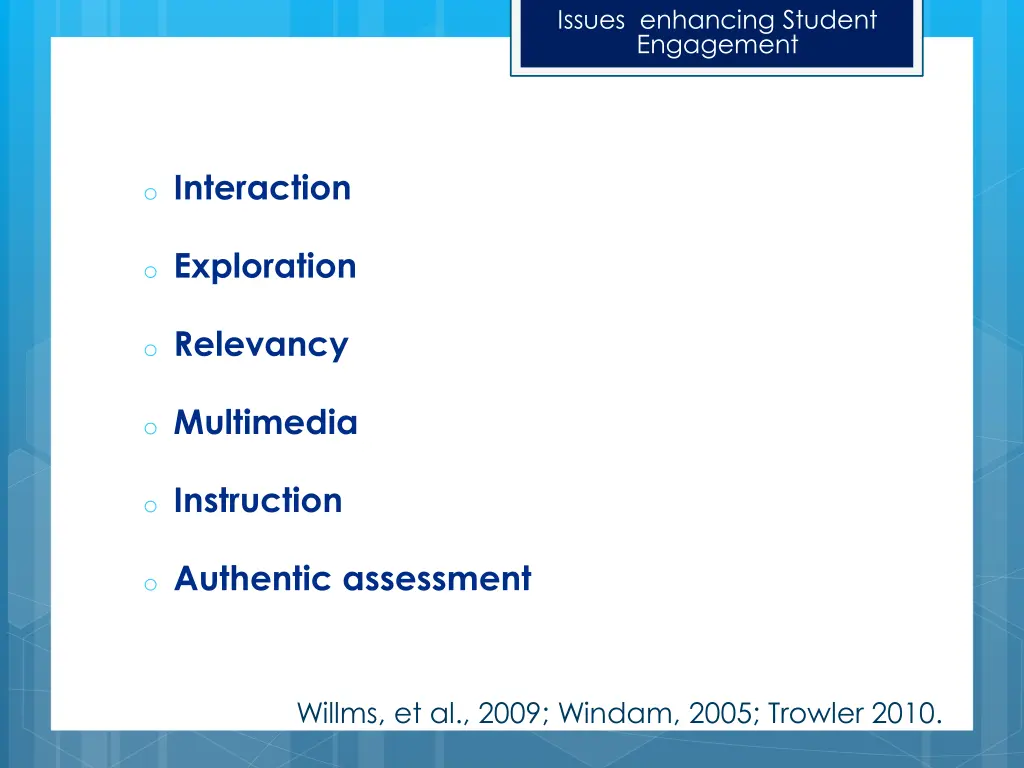 issues enhancing student engagement