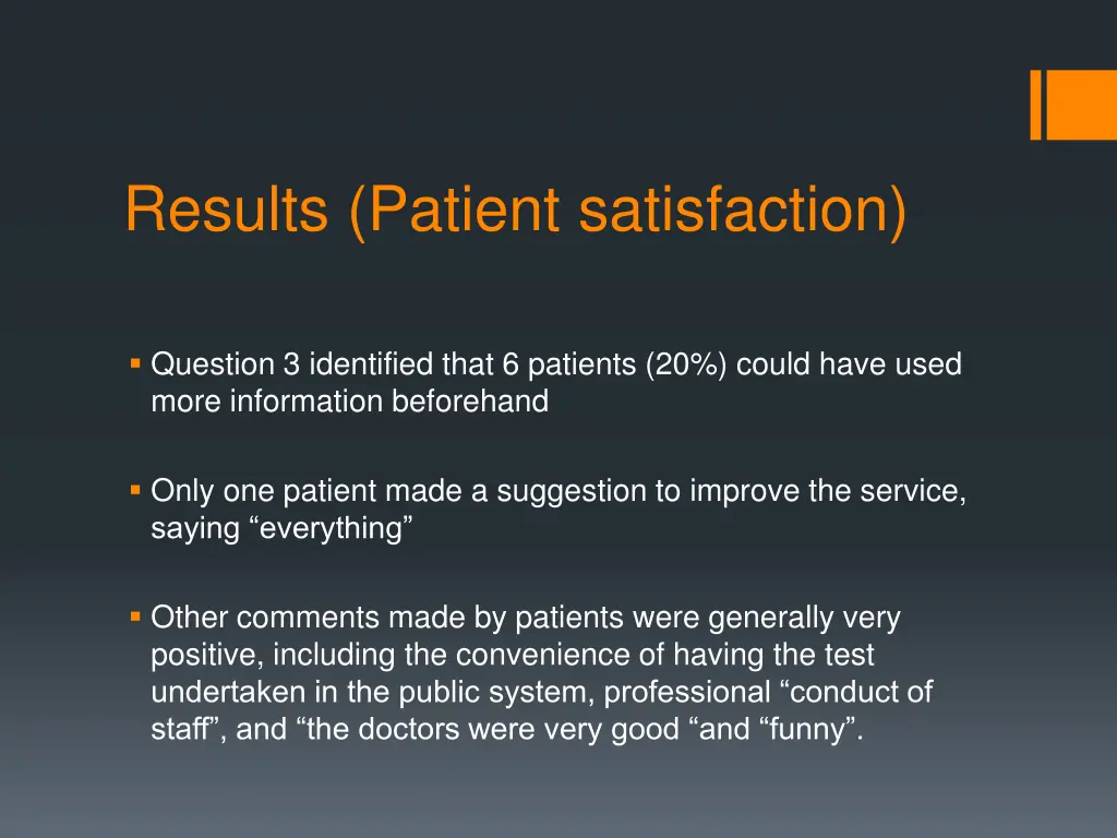 results patient satisfaction 1