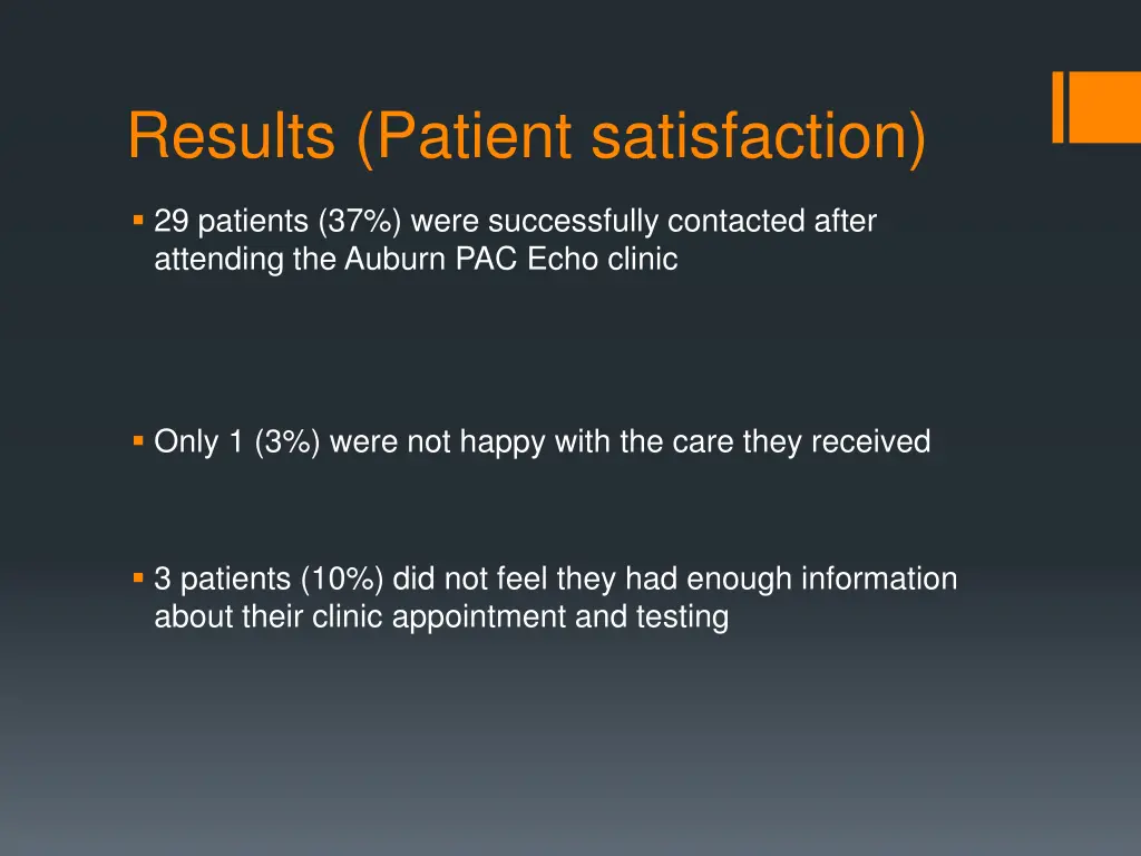 results patient satisfaction