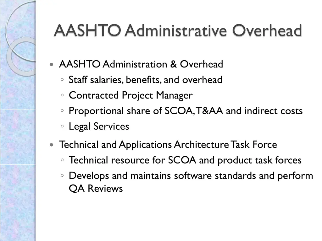 aashto administrative overhead