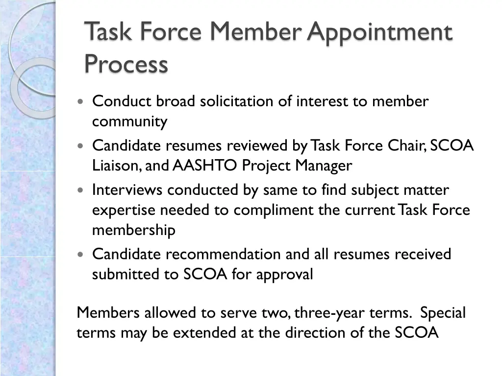 task force member appointment process