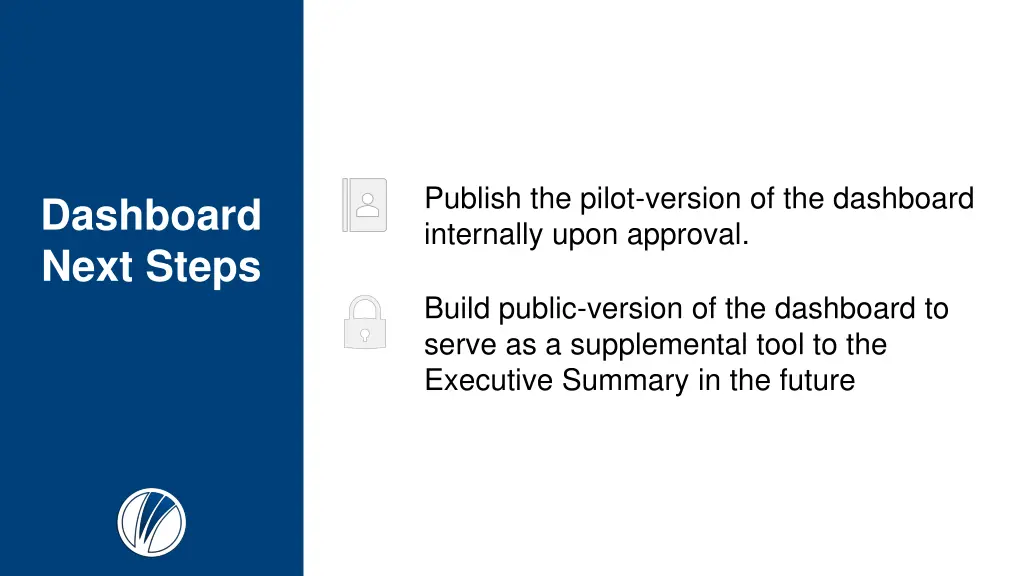 publish the pilot version of the dashboard