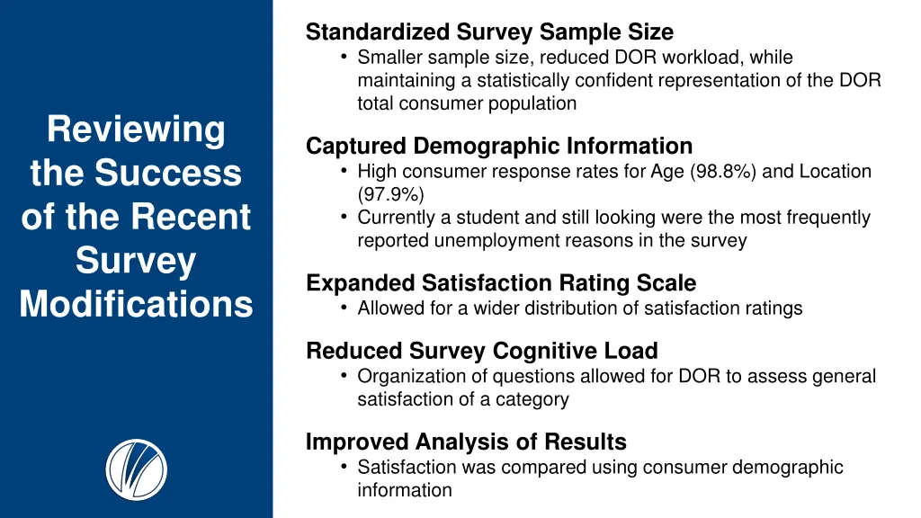 standardized survey sample size smaller sample