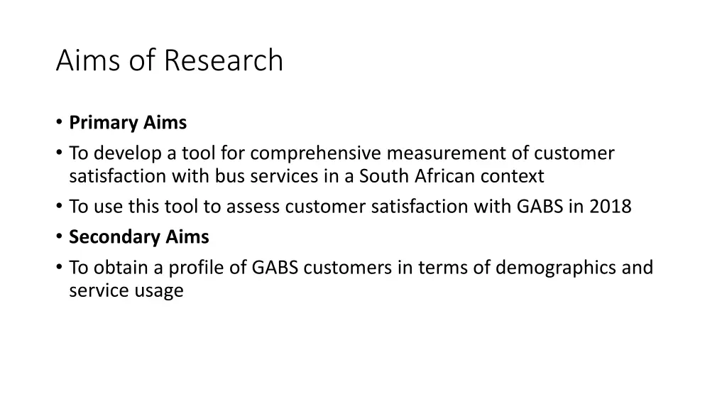 aims of research