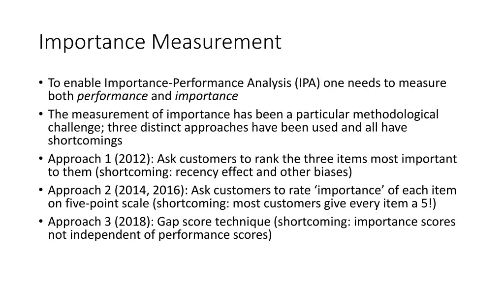 importance measurement