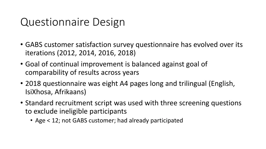 questionnaire design