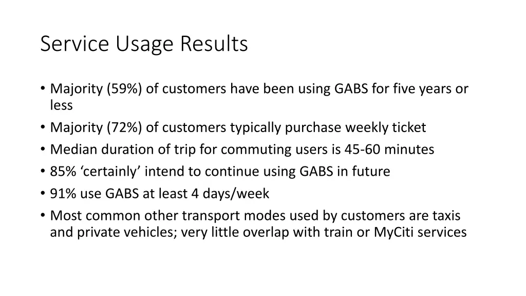 service usage results